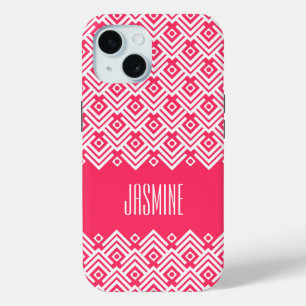 Étui damassé chevron rose et blanc pour coque de t