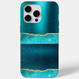 Étui de conception en or cool turquoise scintillan