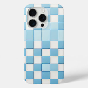 Étui de téléphone à carreaux bleu clair et blanc c