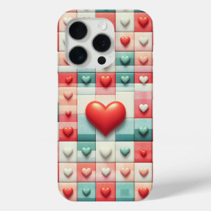 Étui de téléphone à cœur rouge 3D romantique - Mos