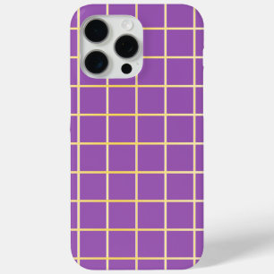 Étui de téléphone à grille violette et or   Housse