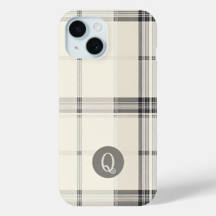 Étui de téléphone à monogramme classique à carreau