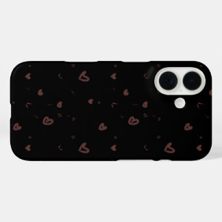 Étui de téléphone à motif de cœurs marron esthétiq