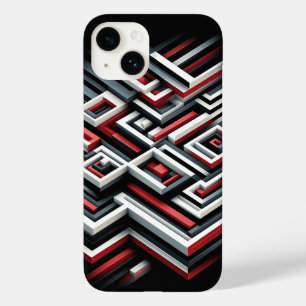 Étui de téléphone à motif de labyrinthe géométriqu