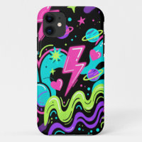 Étui de téléphone à motif néon gribouillé sur fond