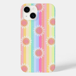 Étui de téléphone à rayures arc-en-ciel marguerite
