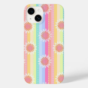 Étui de téléphone à rayures arc-en-ciel marguerite