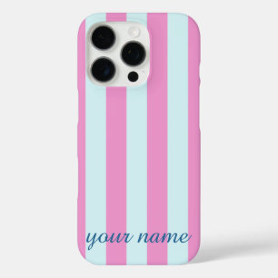 Étui de téléphone à rayures bleues et roses avec n