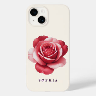 Étui de téléphone à rose rouge personnalisé Élégan
