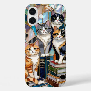 Étui de téléphone Bibliothèque de livres Chats mig