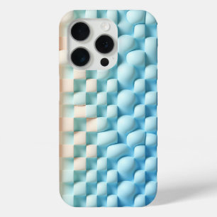 Étui de téléphone bleu et crème ondulé 3D moderne 