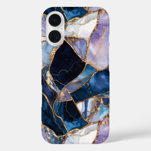 Étui de téléphone Blue Marble Or Luxe Abstrait