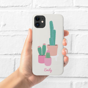 Étui de téléphone Cactus en pot mignon   Crème