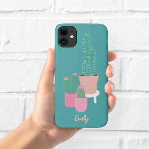 Étui de téléphone Cactus en pot mignon   Vert
