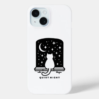 Étui de téléphone Chat Mignon Design Nuit Minimali