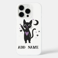 Étui de téléphone chat noir personnalisé avec étoi