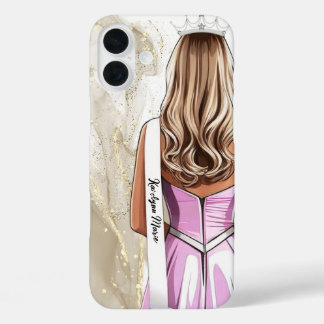 Étui de téléphone de concours Reine de beauté doré