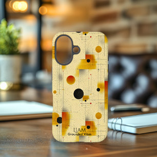 Étui de téléphone en art géométrique ancré beige e