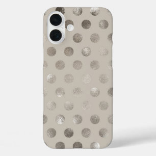 Étui de téléphone en champagne à pois métalliques