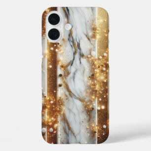 Étui de téléphone en marbre blanc de luxe avec or 