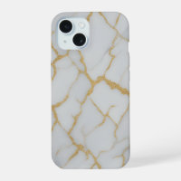 Étui de téléphone en marbre blanc et veines d'or |