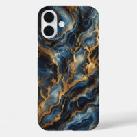 Étui de téléphone en marbre bleu profond de luxe -
