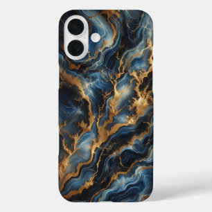 Étui de téléphone en marbre bleu profond de luxe -