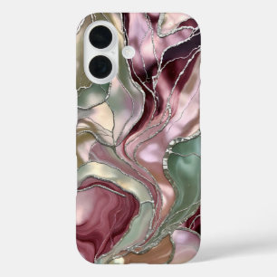 Étui de téléphone en marbre Blush Sage Gold Abstra