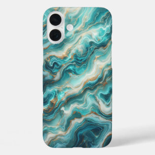 Étui de téléphone en marbre de turquoise profond d