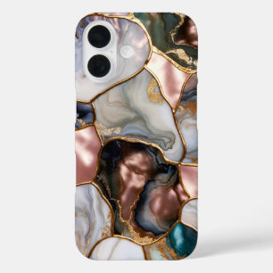 Étui de téléphone en marbre neutre Or Luxe Abstrai