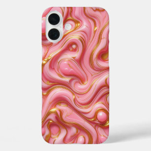 Étui de téléphone en marbre rose et blanc de luxe 