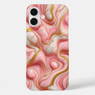 Étui de téléphone en marbre rose et blanc de luxe 