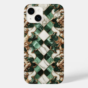 Étui de téléphone en marbre vert émeraude de luxe 