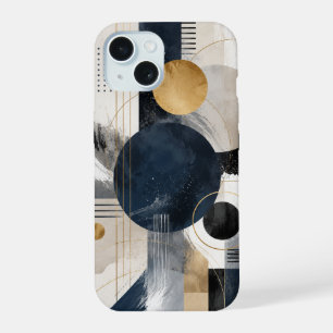 Étui de téléphone en or marine géométrique moderne