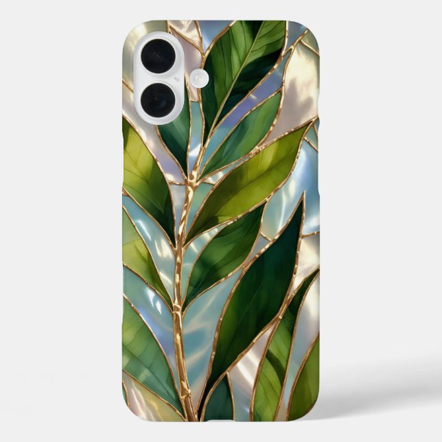 Étui de téléphone en verre teinté botanique vert (Verso)