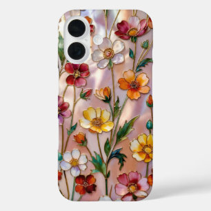 Étui de téléphone en verre teinté de fleurs sauvag