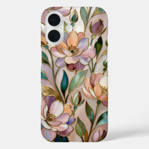 Étui de téléphone en verre teinté floral élégant P