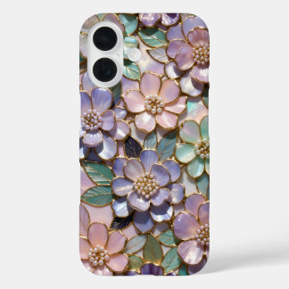 Étui de téléphone en verre teinté floral lavande M