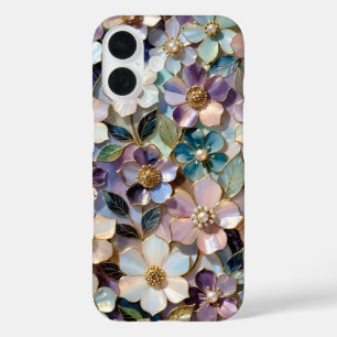 Étui de téléphone en verre teinté floral pastel Él