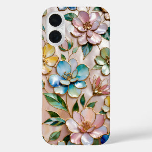 Étui de téléphone en verre teinté floral, pastel m