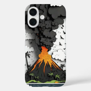 Étui de téléphone Éruption de volcan de dessin ani