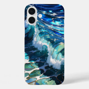 Étui de téléphone esthétique à vague d'océan bleu