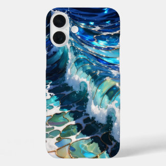Étui de téléphone esthétique à vague d'océan bleu