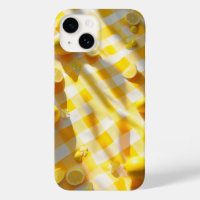Étui de téléphone Été Citron Clair Gingham Jaune