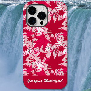 Étui de téléphone Feuilles d'érable sur fond rose