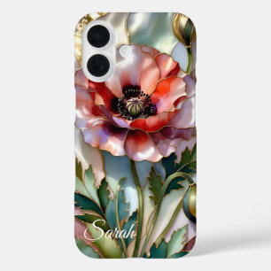 Étui de téléphone fleur de pavot personnalisé flor