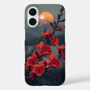 Étui de téléphone Fleur Rouge sous la Lune Fleur