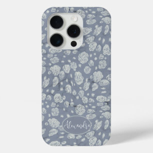 Étui de téléphone floral bleu poussiéreux apaisant