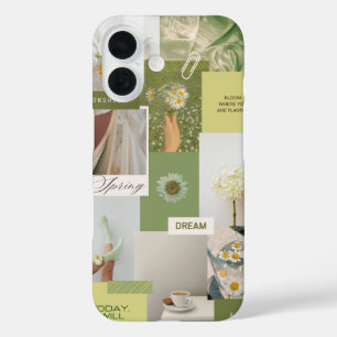 Étui de téléphone floral vert sauge beau et tendan