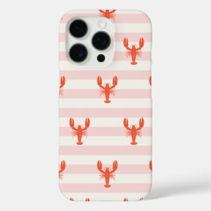 Étui de téléphone homard rayé rose et blanc style